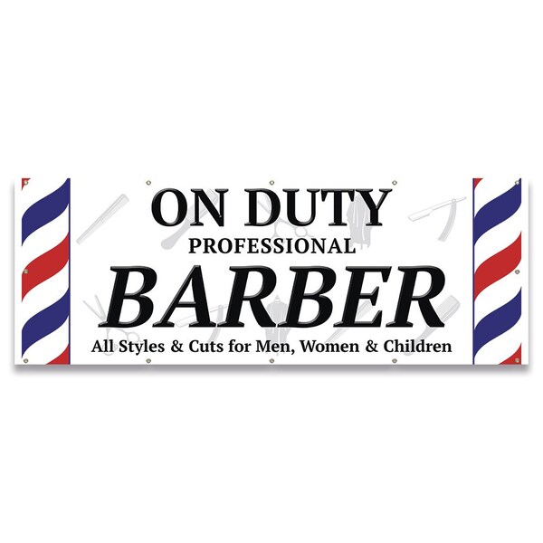 On Duty Professional Barber Banner Concession Stand Food Truck Single Sided